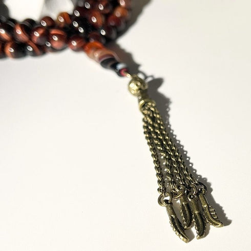 Prayer Beads Made from Red Tiger's Eye Stone - 99 Beads - 8 mm