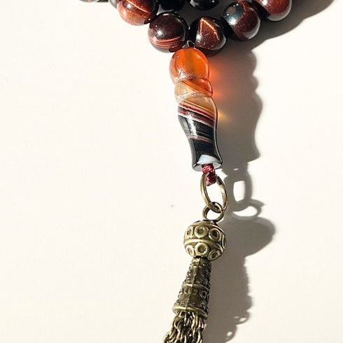 Prayer Beads Made from Red Tiger's Eye Stone - 99 Beads - 8 mm