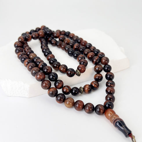Prayer Beads Made from Red Tiger's Eye Stone - 99 Beads - 8 mm