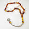 Colored Amber Beads - 33 beads - Amber color - with Silver Tassel and small spacer