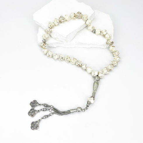 White Square Turquoise Beads - 33 beads - 10 mm