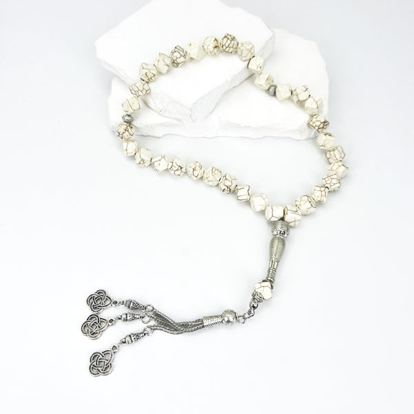 White Square Turquoise Beads - 33 beads - 10 mm