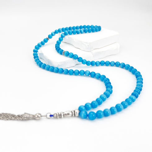 Blue Cat's Eye Stone Beads - 99 beads - 8 mm