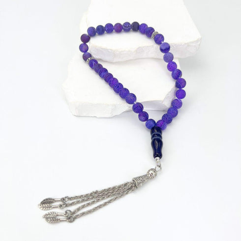 Oxidized Agate Stone in Purple - 33 beads - Purple color - 8 mm