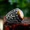 Men's Ring with intricate Owl Talisman design, set with an oval Tiger Eye Stone (Size 11)