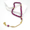 Natural Purple Tiger Eye Stone Beads - 33 beads - 8 mm, with gold-plated tassel and spacers, handcrafted with high skill