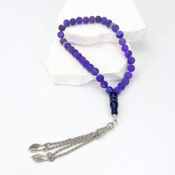 Oxidized Agate Stone in Purple - 33 beads - Purple color - 8 mm