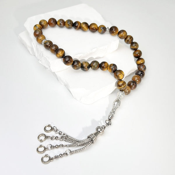 Elegant Natural Yellow Tiger Eye Stone Beads - 33 beads - 10 mm - Handcrafted with high precision by skilled artisans