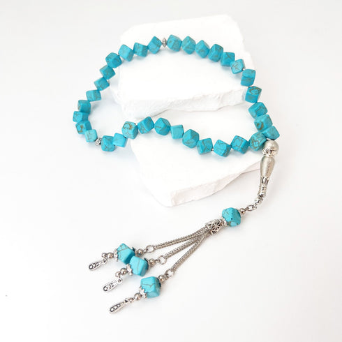 Square Turquoise Beads - 33 beads - 10 mm