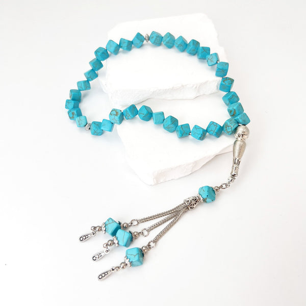 Square Turquoise Beads - 33 beads - 10 mm