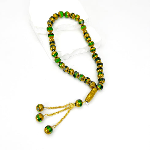 Natural Crystal Material - 33 beads - Green color - Prayer beads