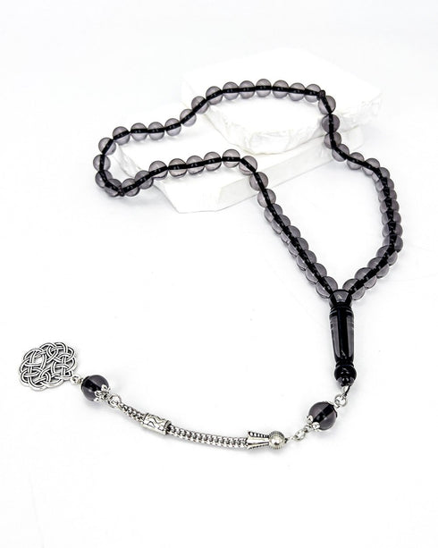 Transparent Black Bakelite Beads - 51 beads - 10 mm