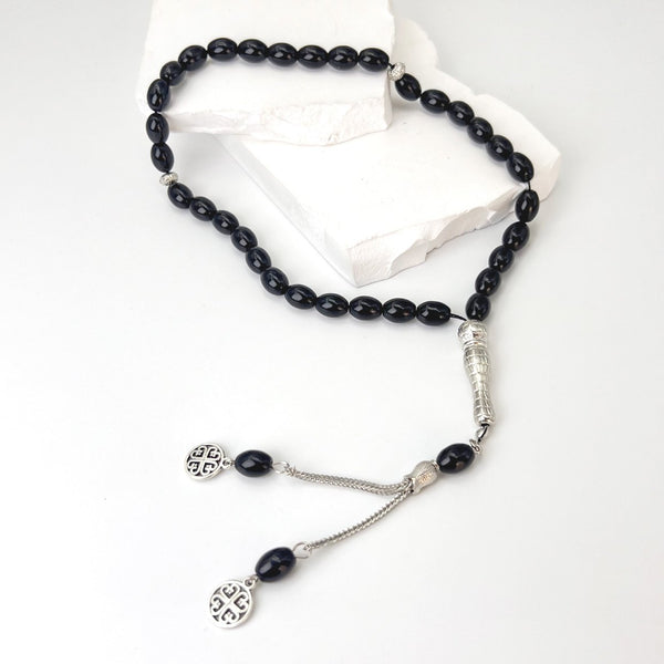 Oval Black Synthetic Crystal Beads - 33 beads - 12x8 mm