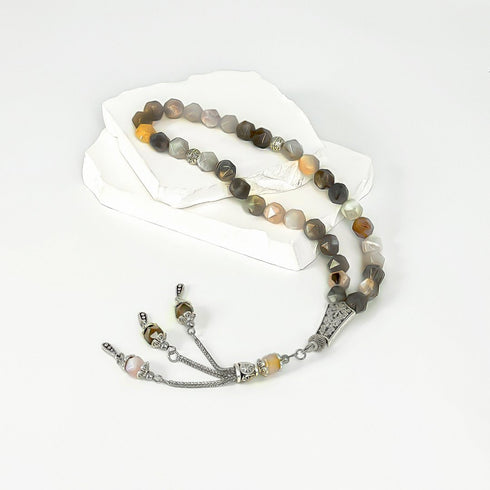 Colored Bamboo Agate Beads - 33 beads - 10 mm